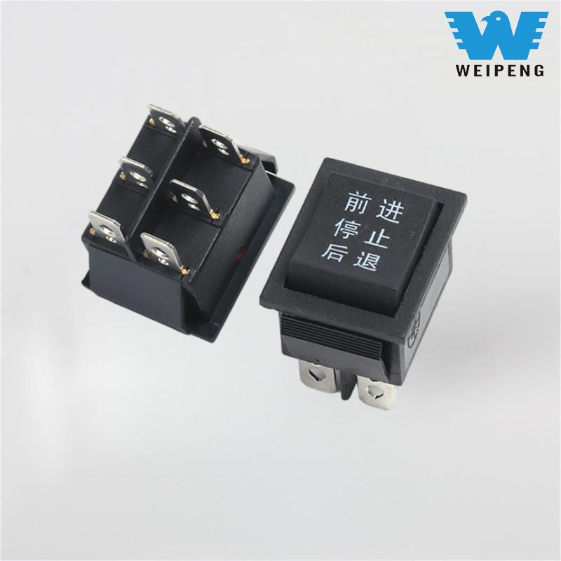 KCD4 Hitam 31*25mm 6-pin 3-posisi 16A 250V Rocker Switch