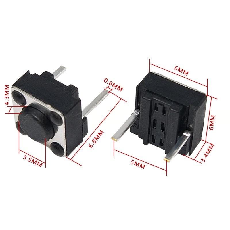 Two-Pin 6*6*4.3/5/7/9 Mikro Taktil Vertikal Push Button Switch
