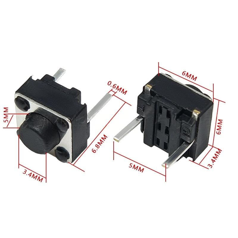 Two-Pin 6*6*5 Micro-Gerak Vertikal Tactile Push Button Ngalih