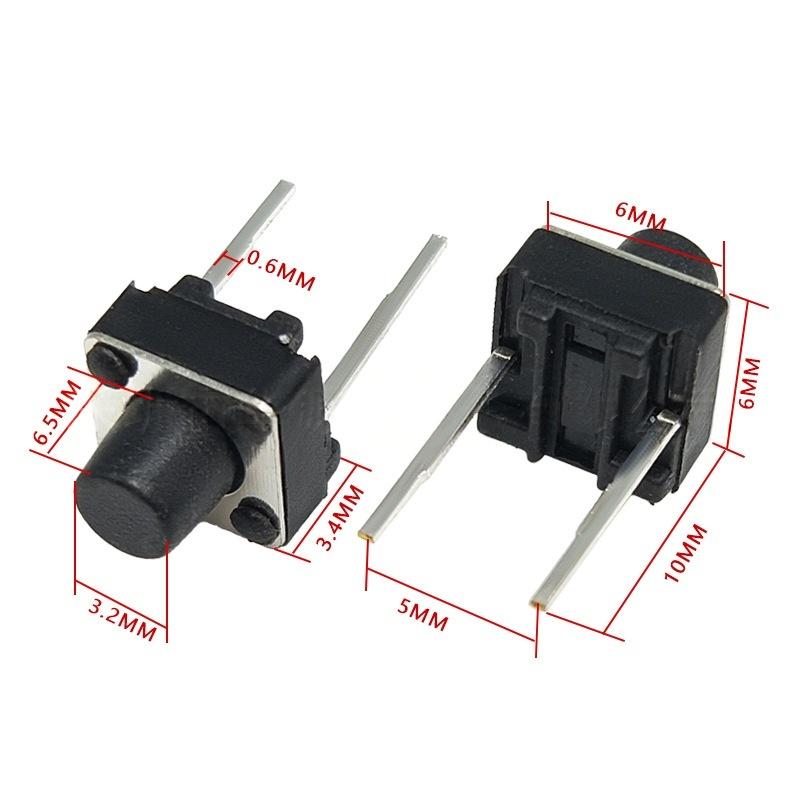 Two-Pin 6*6*6.5 Micro-Motion Vertikal Tactile Push Button Ngalih