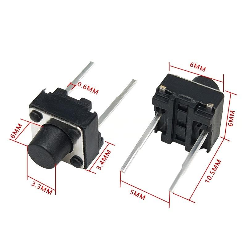 Two-Pin 6*6*6 Micro-Gerak Vertikal Tactile Push Button Ngalih