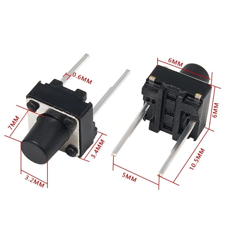 Two-Pin 6*6*7 Micro-Gerak Vertikal Tactile Push Button Ngalih