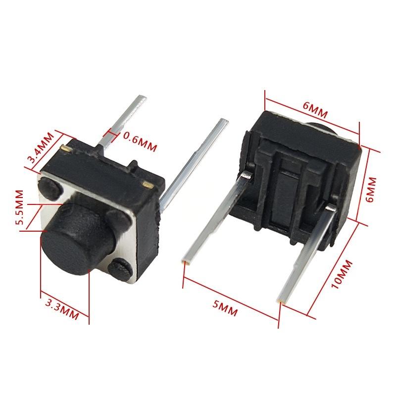 Two-Terminal 6*6*5.5 Micro-Motion Vertikal Tactile Push Button Ngalih